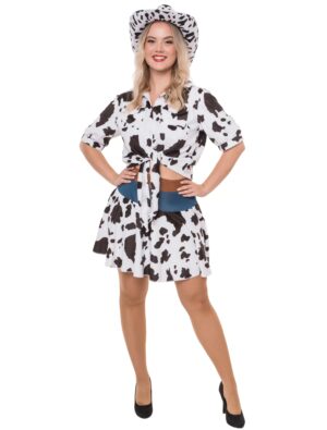 Bluse Kuh zum Binden Damen schwarz/weiß S/M