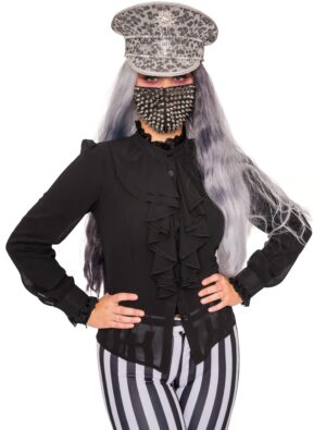 Bluse mit Volant & Spitze Damen schwarz XL