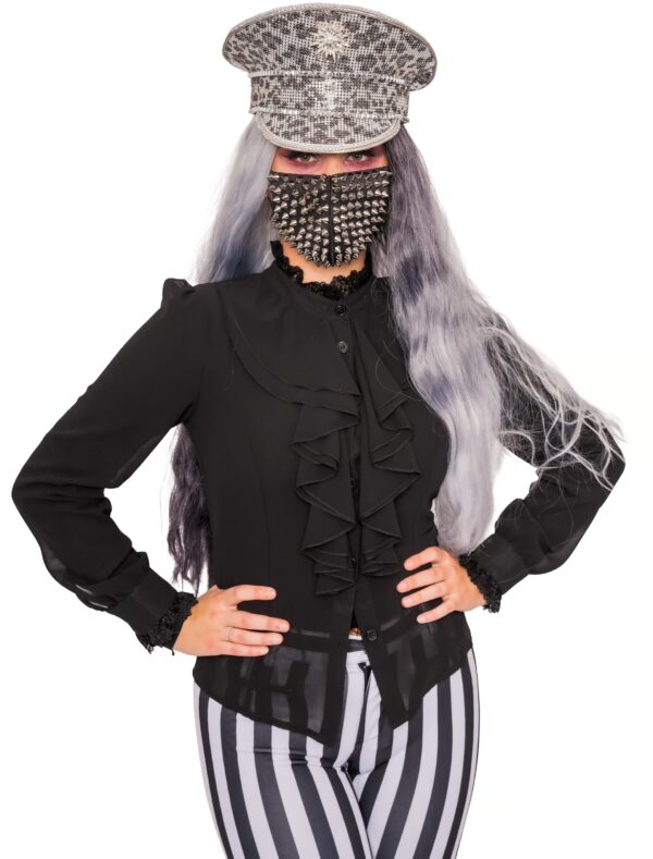 Bluse mit Volant & Spitze Damen schwarz XL
