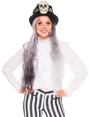 Bluse mit Volant & Spitze Damen weiß 3XL