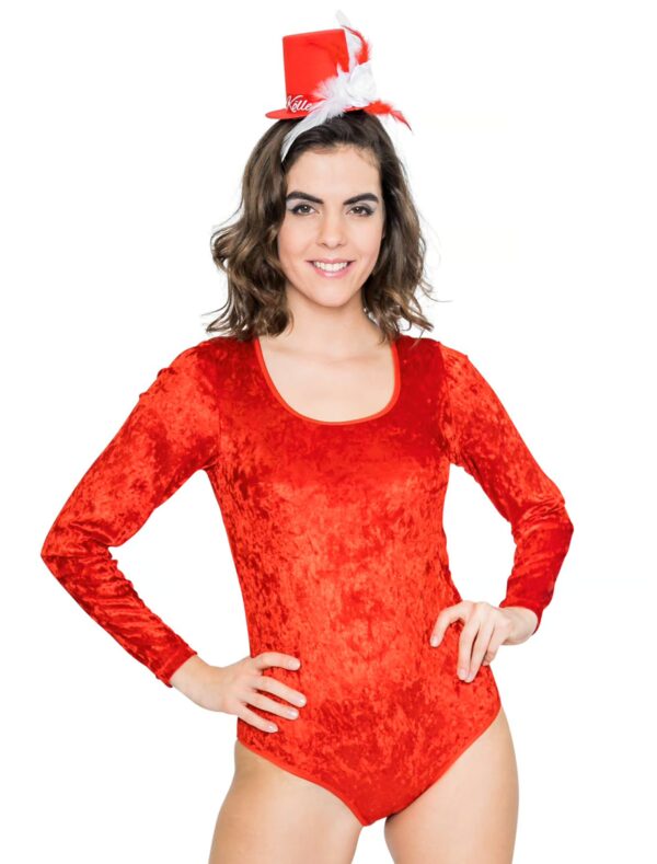 Body langarm Samt Damen rot L/XL