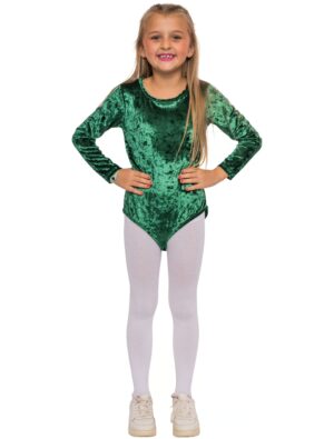 Body langarm Samt Kinder grün 140-152