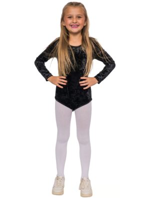 Body langarm Samt Kinder schwarz 140-152