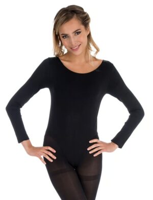 Body langarm elastisch Damen schwarz 36-41