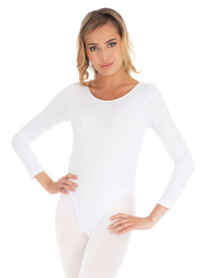 Body langarm elastisch Damen weiß 36-41