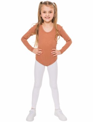 Body langarm elastisch Kinder braun 140-152