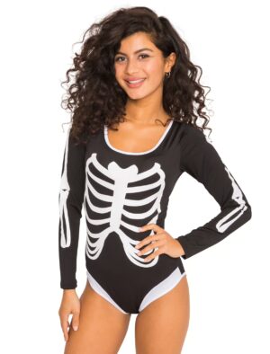 Body langarm mit Knochen schwarz/weiß L/XL