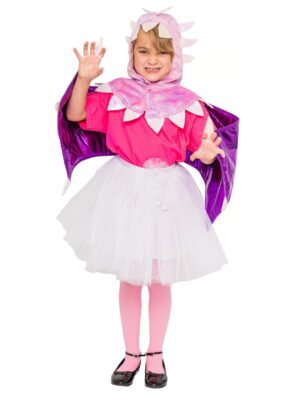 Cape Drache mit Kapuze Kinder pink/lila 2-3 Jahre