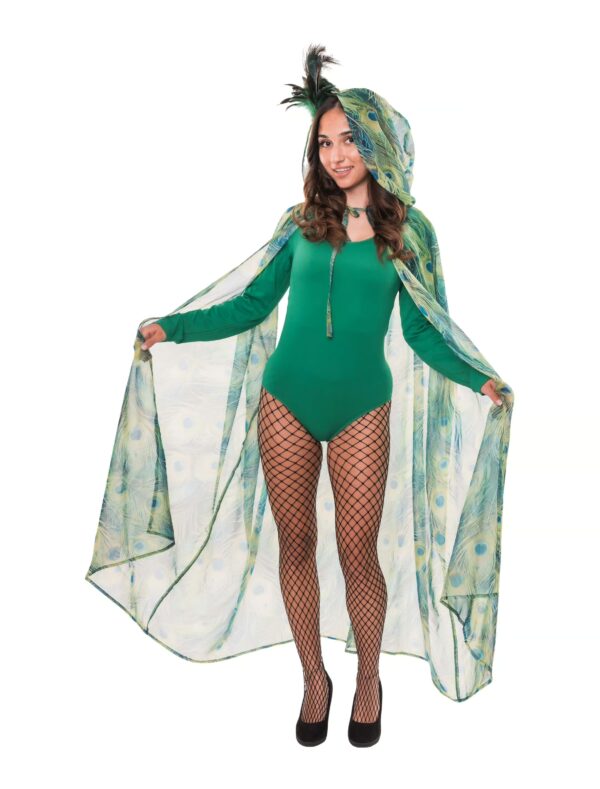 Cape Pfau mit Kapuze blau/grün one size