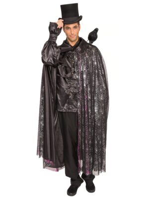 Cape mit Spinnweben schwarz/silber one size