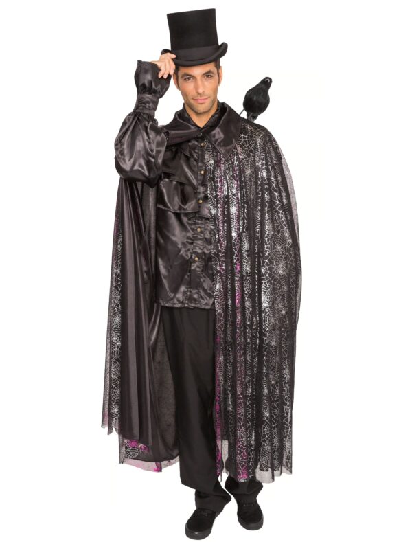 Cape mit Spinnweben schwarz/silber one size