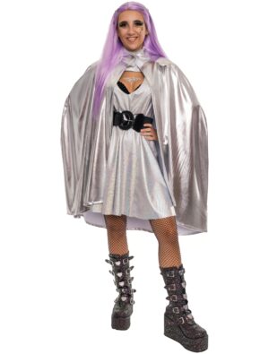 Cape mit Stehkragen Metallic Damen silber one size