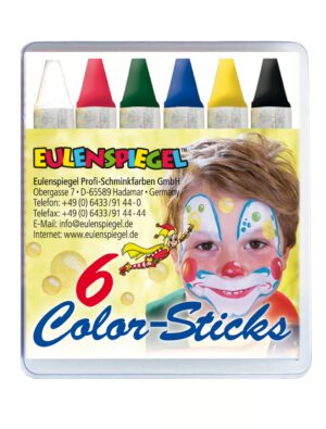Color-Sticks 6er Schminke für Karneval & Fasching Farbe: bunt