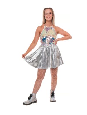 Crop Top Neckholder Pailletten  Damen weiß one size