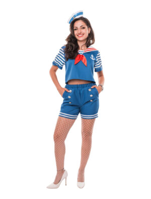 Cropped Top Matrosin blau/weiß XS