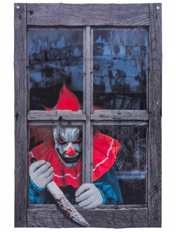 Dekotuch Clown im Fenster bunt Farbe: bunt