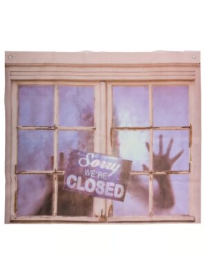 Dekotuch Fenster Sorry we´re CLOSED Farbe: weiß/blau