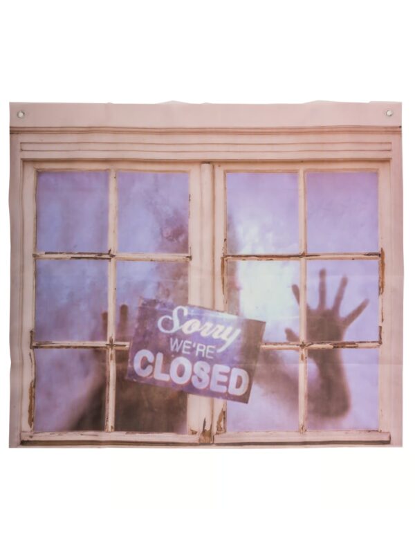 Dekotuch Fenster Sorry we´re CLOSED Farbe: weiß/blau