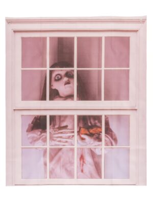 Dekotuch Fenster mit Horrorpuppe Farbe: weiß