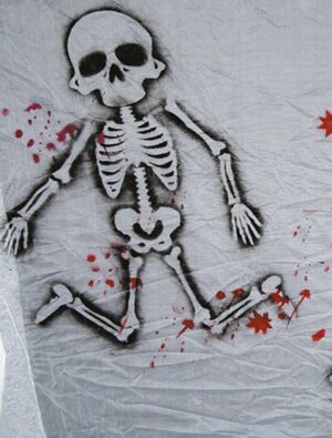 Dekotuch bedruckt mit Skeletten Farbe: weiß