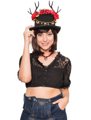 Dirndlbluse Karin mit langen Ärmeln Damen schwarz 44