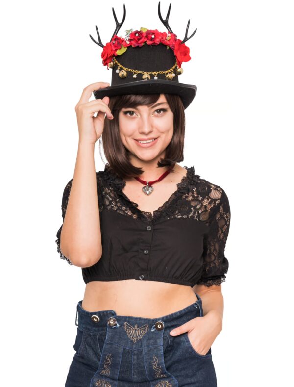 Dirndlbluse Karin mit langen Ärmeln Damen schwarz 44