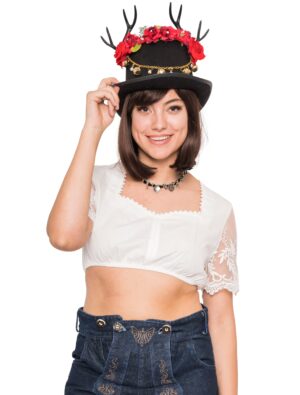 Dirndlbluse Katharina mit Spitze Damen weiß 38