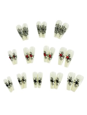 Fingernägel Spinnen schwarz/weiß/rot Schminke für Karneval & Fasching