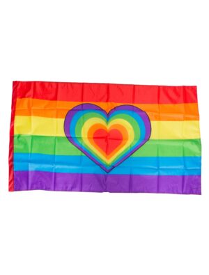 Flagge Regenbogen mit Herz 150x90cm Farbe: bunt