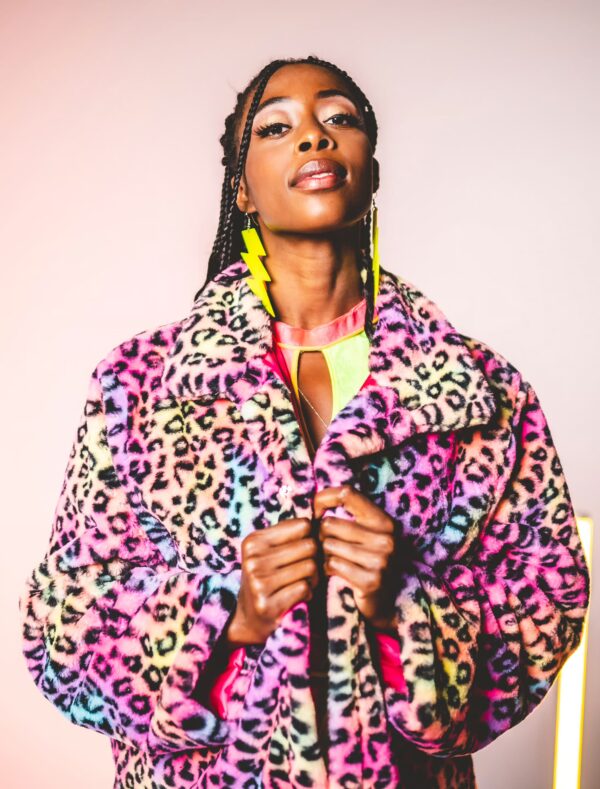 Fleecejacke Leopard bunt S-M Farbe: bunt