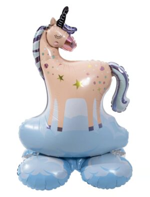 Folienballon Einhorn stehend 81cm hellblau