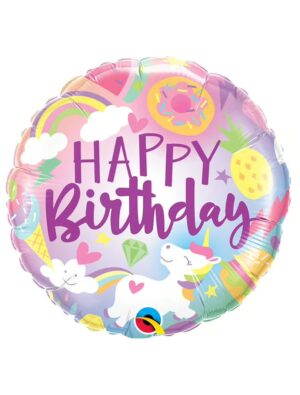 Folienballon Happy Birthday Einhorn S Farbe: bunt