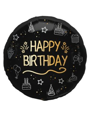 Folienballon Happy birthday S schwarz