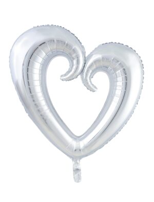 Folienballon Herz geschwungen silber L