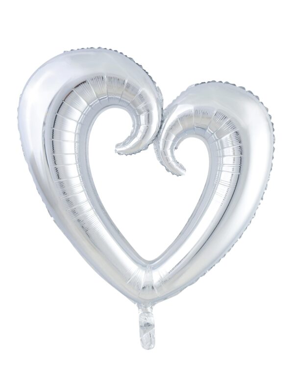 Folienballon Herz geschwungen silber L