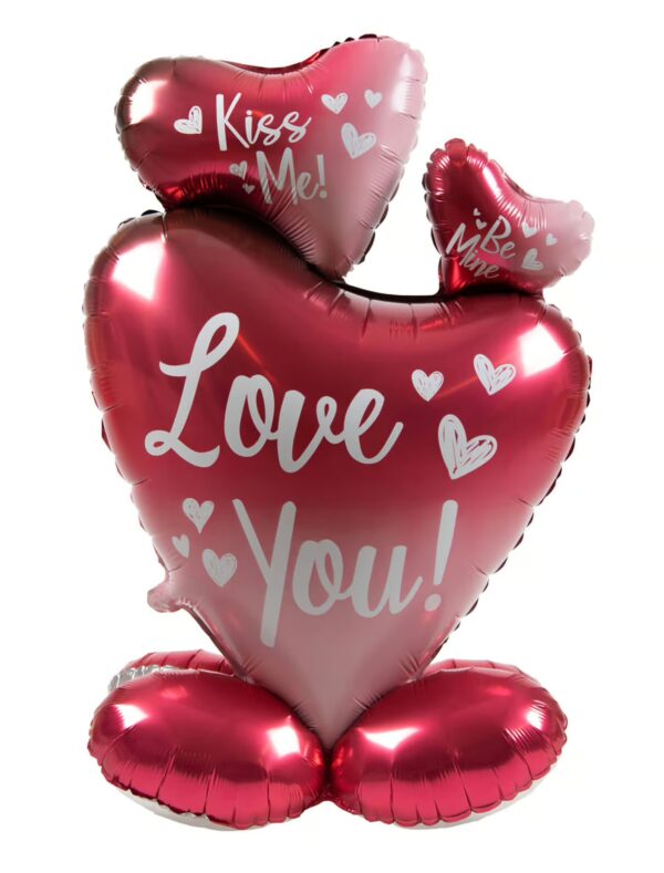 Folienballon Herzen Kiss me stehend 77cm rot