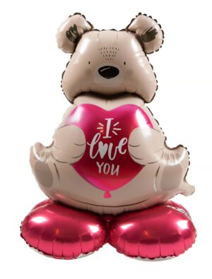 Folienballon I love you Bär stehend 66cm rot/braun