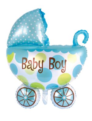 Folienballon Kinderwagen blau L