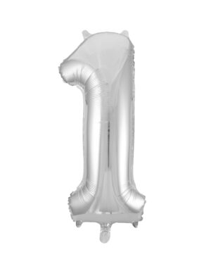Folienballon Zahl 1 L silber