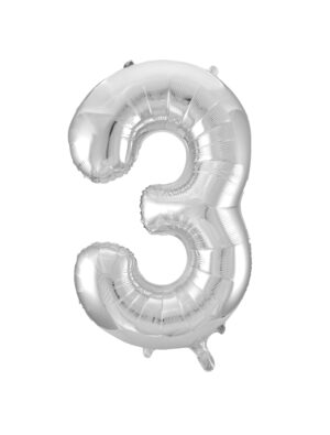 Folienballon Zahl 3 L silber