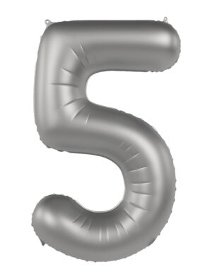 Folienballon Zahl 5 L matt silber