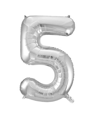 Folienballon Zahl 5 L silber