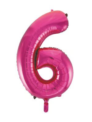 Folienballon Zahl 6 L pink