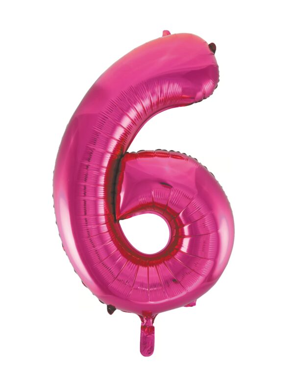 Folienballon Zahl 6 L pink