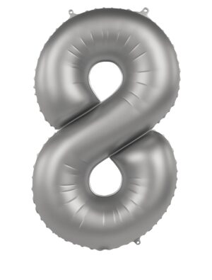 Folienballon Zahl 8 L matt silber
