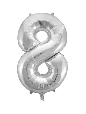Folienballon Zahl 8 L silber
