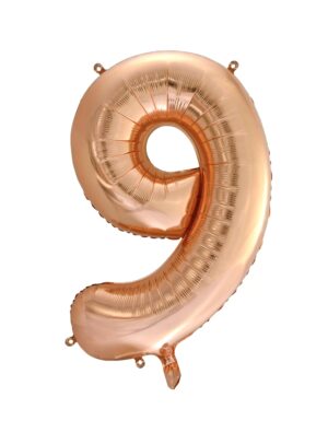 Folienballon Zahl 9 L Rosegold