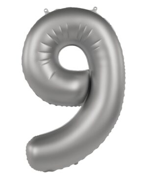 Folienballon Zahl 9 L matt silber