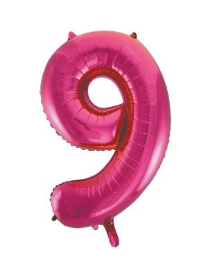 Folienballon Zahl 9 L pink