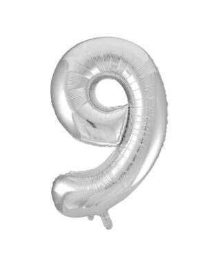 Folienballon Zahl 9 L silber